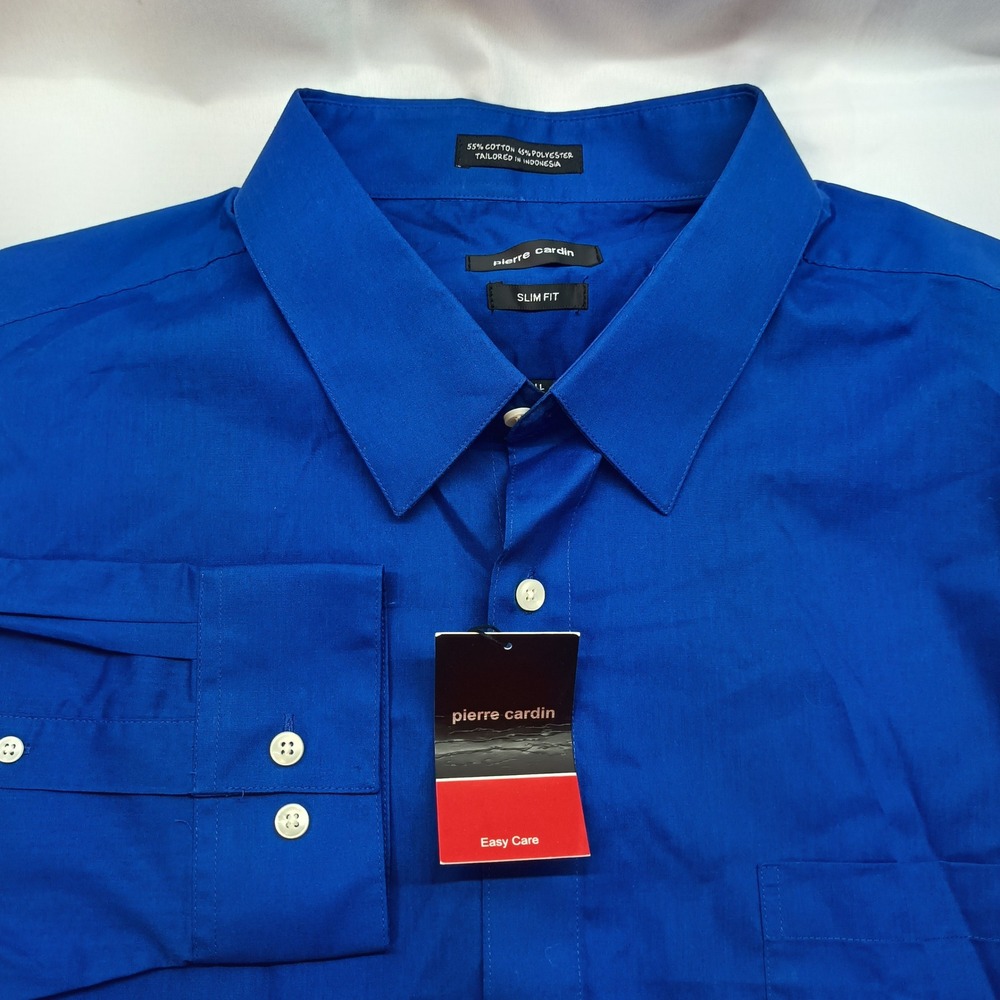 Pierre Cardin Mens Slim Fit Dress Shirt Ink Blue 3XLT 19-19.5 36/37 NWT Formal